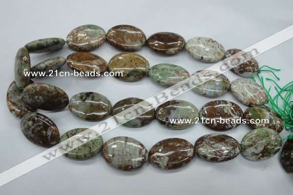 CJA23 15.5 inches 22*30mm oval green jasper beads wholesale