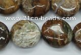 CJA26 15.5 inches 20mm flat round green jasper beads wholesale