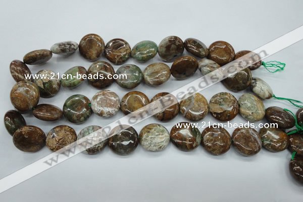 CJA26 15.5 inches 20mm flat round green jasper beads wholesale