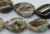 CJA33 15.5 inches 18*25mm twisted flat teardrop green jasper beads