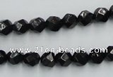 CJB06 16 inches 8mm faceted round natural jet gemstone beads wholesale