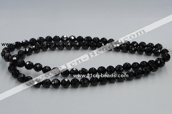 CJB07 16 inches 10mm faceted round natural jet gemstone beads wholesale