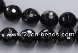 CJB08 16 inches 12mm faceted round natural jet gemstone beads wholesale