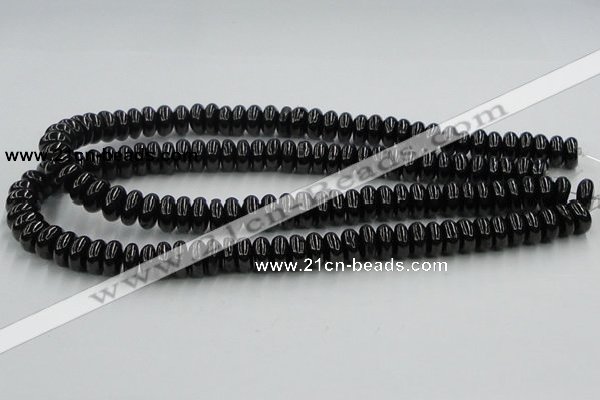 CJB11 16 inches 6*12mm rondelle natural jet gemstone beads wholesale