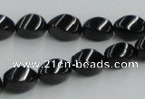 CJB15 16 inches 8*12mm twisted rice natural jet gemstone beads wholesale