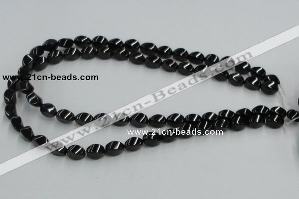 CJB15 16 inches 8*12mm twisted rice natural jet gemstone beads wholesale