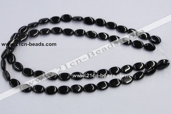 CJB17 16 inches 10*14mm oval natural jet gemstone beads wholesale