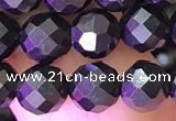 CJB201 15.5 inches 6mm faceted round jet beads wholesale