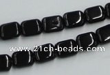 CJB25 16 inches 8*10mm rectangle natural jet gemstone beads wholesale