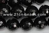 CJB47 15.5 inches 16mm faceted round natural jet gemstone beads