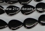 CJB69 15.5 inches 13*18mm flat teardrop natural jet gemstone beads