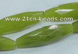 CKA111 15.5 inches 11*40mm faceted rice Korean jade gemstone beads