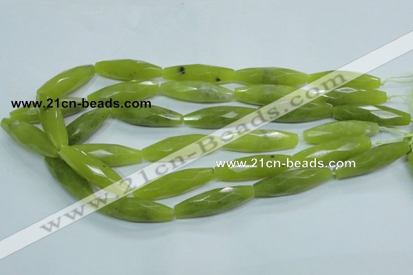 CKA111 15.5 inches 11*40mm faceted rice Korean jade gemstone beads