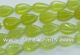 CKA112 15.5 inches 8*12mm flat teardrop Korean jade gemstone beads