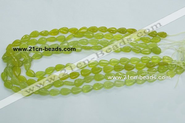 CKA112 15.5 inches 8*12mm flat teardrop Korean jade gemstone beads