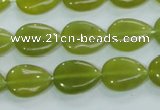 CKA113 15.5 inches 12*16mm flat teardrop Korean jade gemstone beads