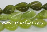 CKA114 15.5 inches 13*18mm twisted flat teardrop Korean jade beads