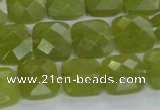 CKA116 15.5 inches 14*14mm faceted square Korean jade beads