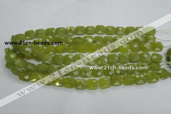 CKA116 15.5 inches 14*14mm faceted square Korean jade beads