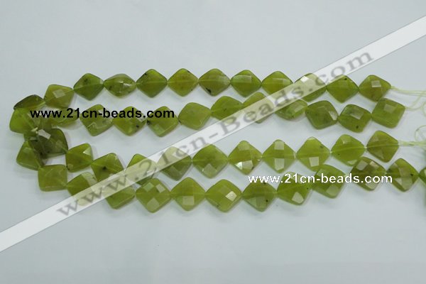 CKA117 15.5 inches 14*14mm faceted diamond Korean jade beads