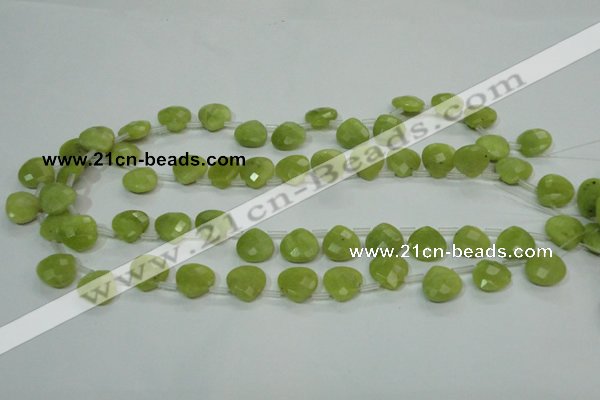 CKA119 Top-drilled 13*13mm faceted flat teardrop Korean jade beads