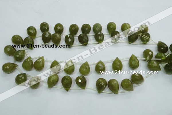 CKA121 Top-drilled 12*17mm faceted teardrop Korean jade beads