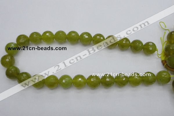 CKA221 15.5 inches 16mm faceted round Korean jade gemstone beads