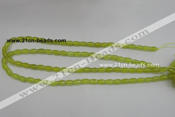 CKA225 15.5 inches 6*8mm faceted rice Korean jade gemstone beads