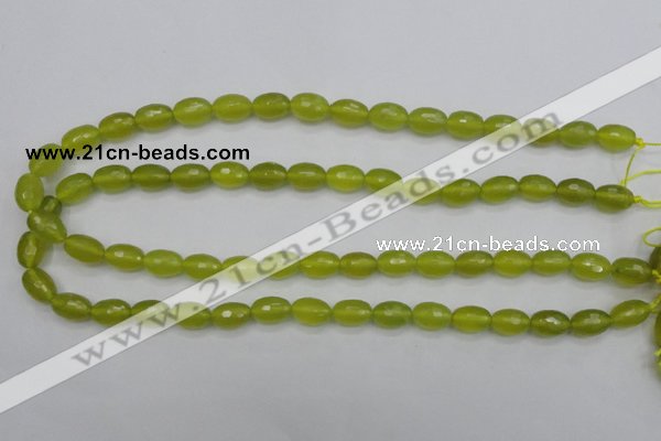 CKA226 15.5 inches 8*12mm faceted rice Korean jade gemstone beads