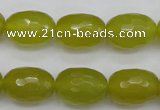 CKA227 15.5 inches 12*16mm faceted rice Korean jade gemstone beads