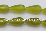 CKA229 15.5 inches 10*20mm faceted teardrop Korean jade gemstone beads