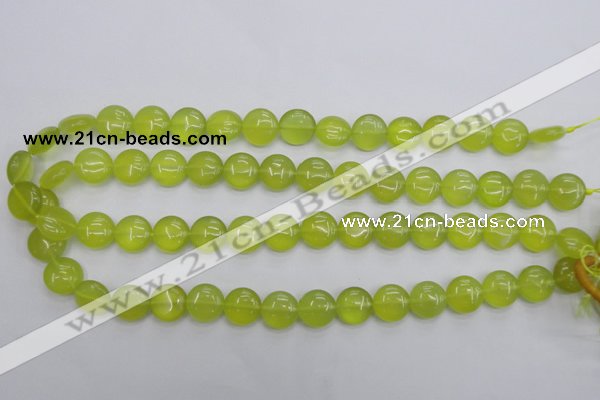 CKA236 15.5 inches 12mm flat round Korean jade gemstone beads