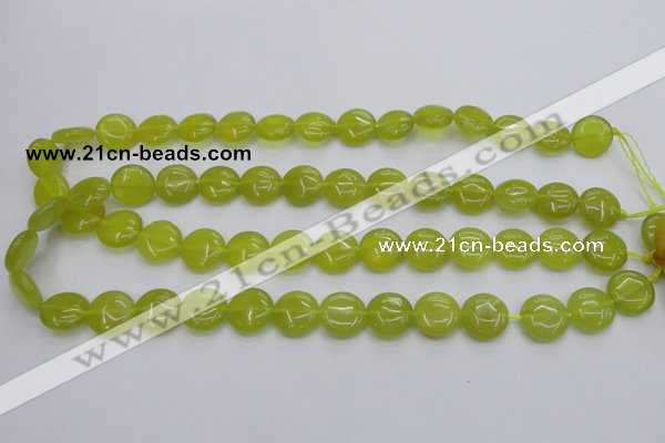 CKA237 15.5 inches 14mm flat round Korean jade gemstone beads