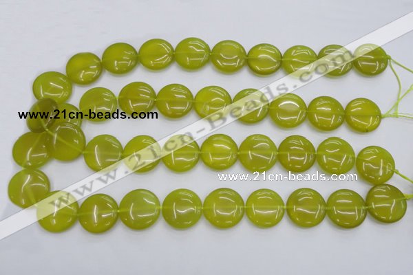 CKA238 15.5 inches 20mm flat round Korean jade gemstone beads