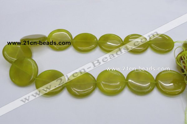 CKA240 15.5 inches 30mm flat round Korean jade gemstone beads