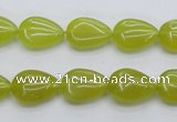 CKA255 15.5 inches 10*14mm flat teardrop Korean jade gemstone beads