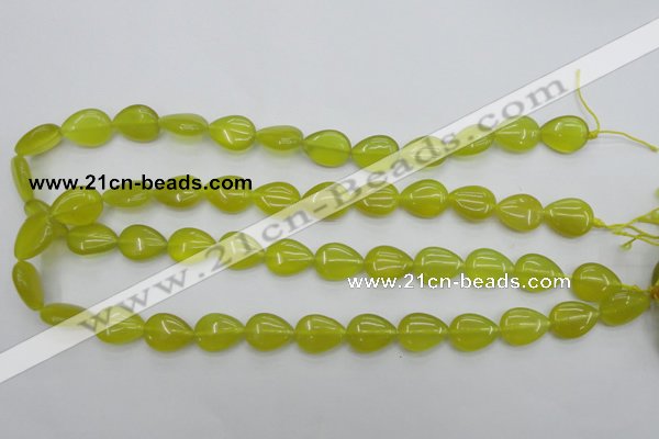 CKA256 15.5 inches 12*16mm flat teardrop Korean jade gemstone beads