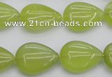 CKA257 15.5 inches 15*20mm flat teardrop Korean jade gemstone beads