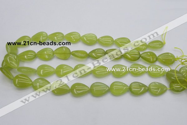 CKA257 15.5 inches 15*20mm flat teardrop Korean jade gemstone beads