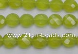 CKA265 15.5 inches 10mm faceted coin Korean jade gemstone beads