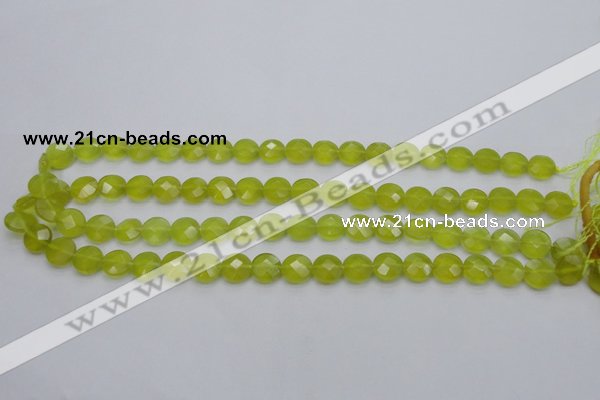 CKA265 15.5 inches 10mm faceted coin Korean jade gemstone beads