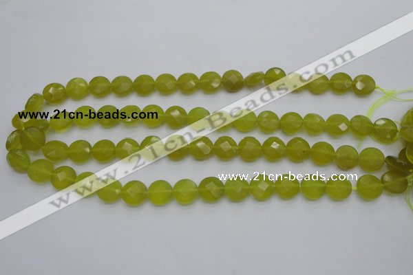 CKA266 15.5 inches 12mm faceted coin Korean jade gemstone beads