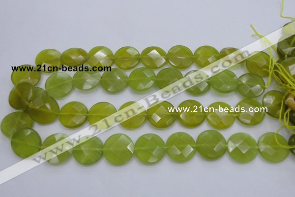 CKA267 15.5 inches 20mm faceted coin Korean jade gemstone beads