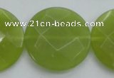 CKA268 15.5 inches 30mm faceted coin Korean jade gemstone beads