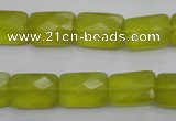 CKA280 15.5 inches 10*14mm faceted rectangle Korean jade gemstone beads