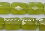 CKA282 15.5 inches 15*20mm faceted rectangle Korean jade gemstone beads