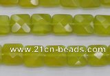 CKA285 15.5 inches 10*10mm faceted square Korean jade gemstone beads