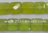 CKA286 15.5 inches 14*14mm faceted square Korean jade gemstone beads