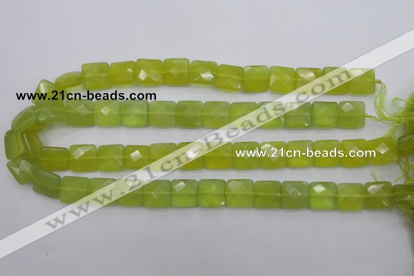 CKA286 15.5 inches 14*14mm faceted square Korean jade gemstone beads