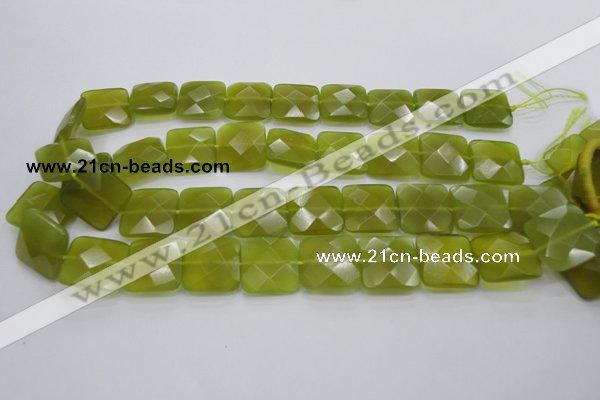 CKA287 15.5 inches 20*20mm faceted square Korean jade gemstone beads